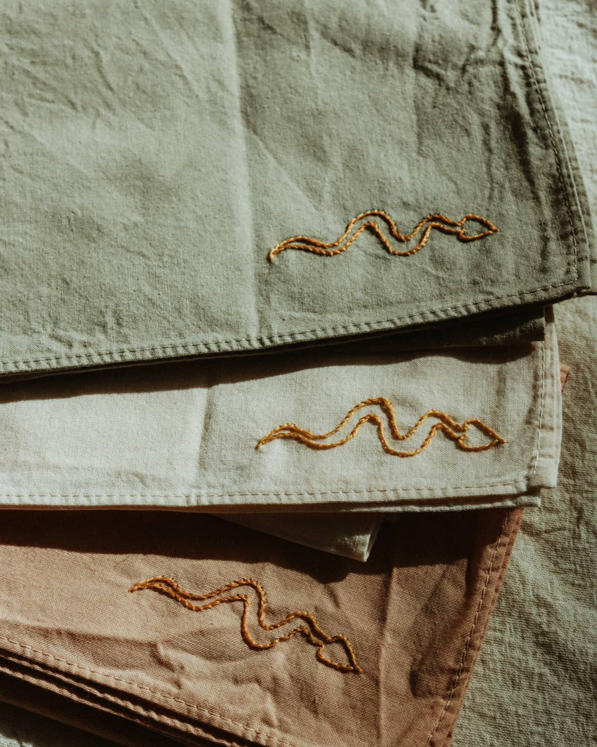 Eloise et moi - Hand embroidered DESIERTO cotton bandana, Plant dyed: