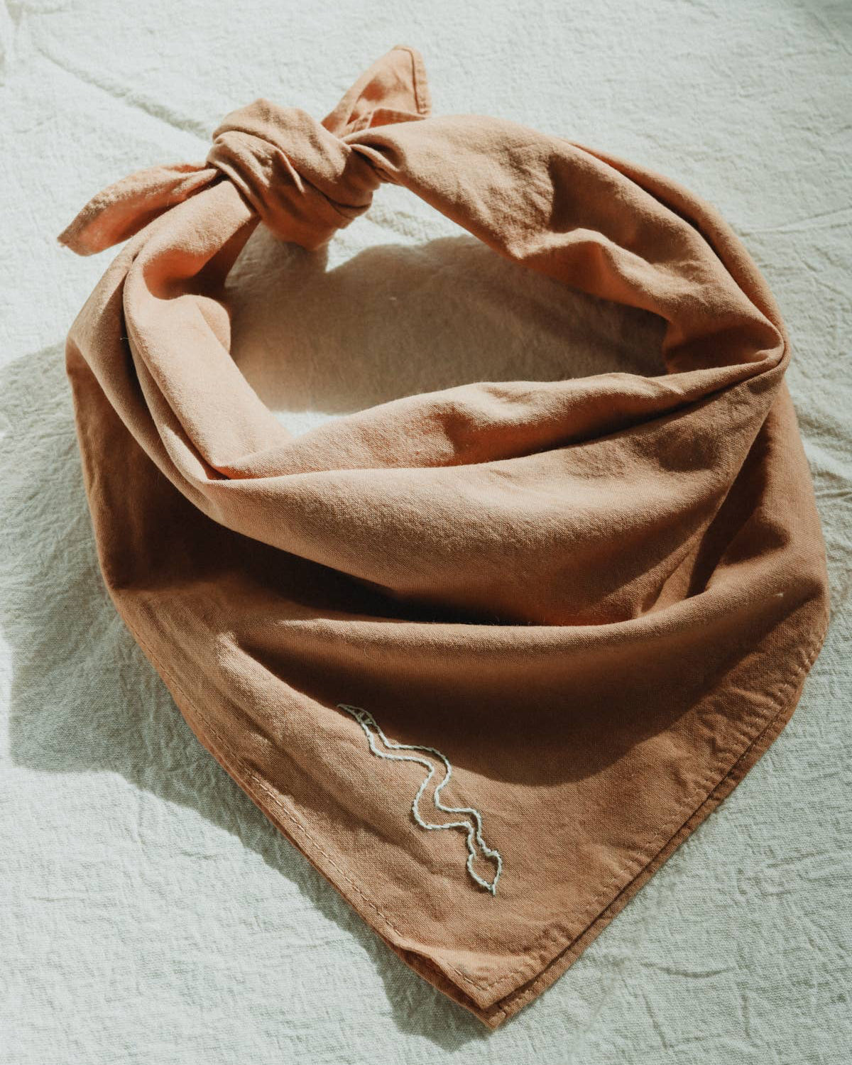 Eloise et moi - Hand embroidered DESIERTO cotton bandana, Plant dyed: