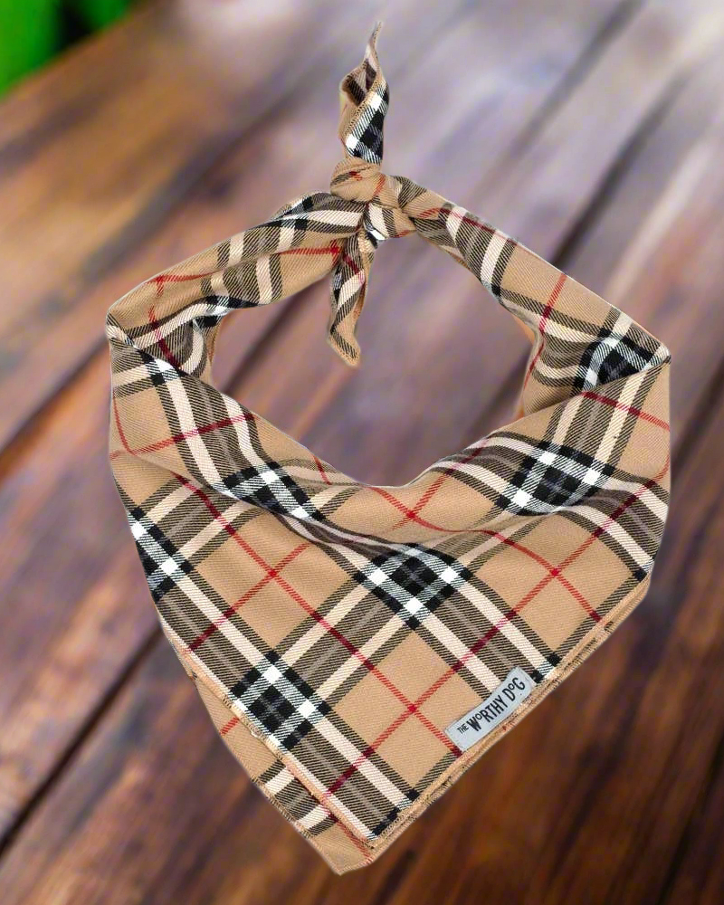 The Worthy Dog - Tan Plaid Bandana 🐶