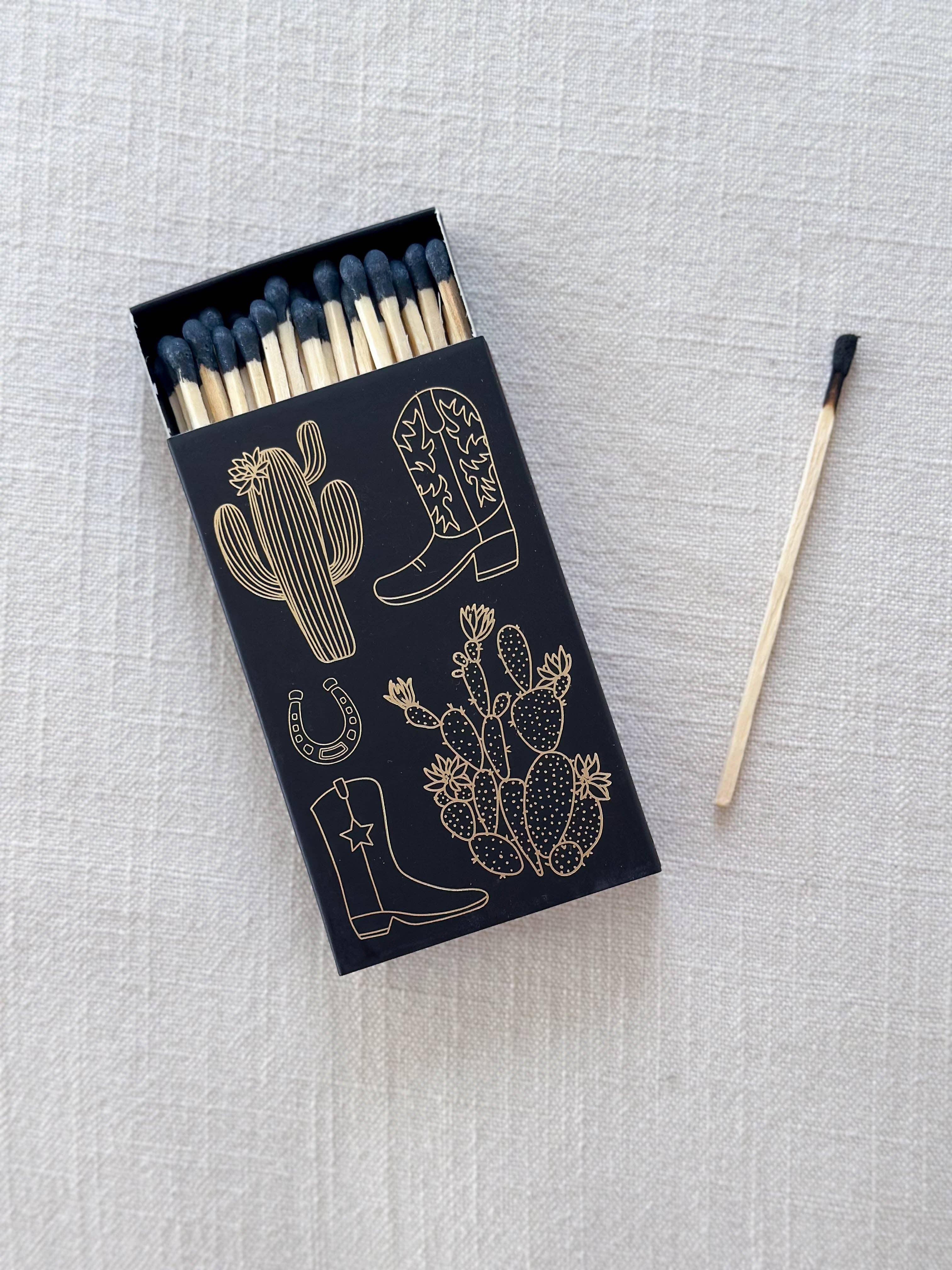 Black Cowboy Boot & Cactus Matches