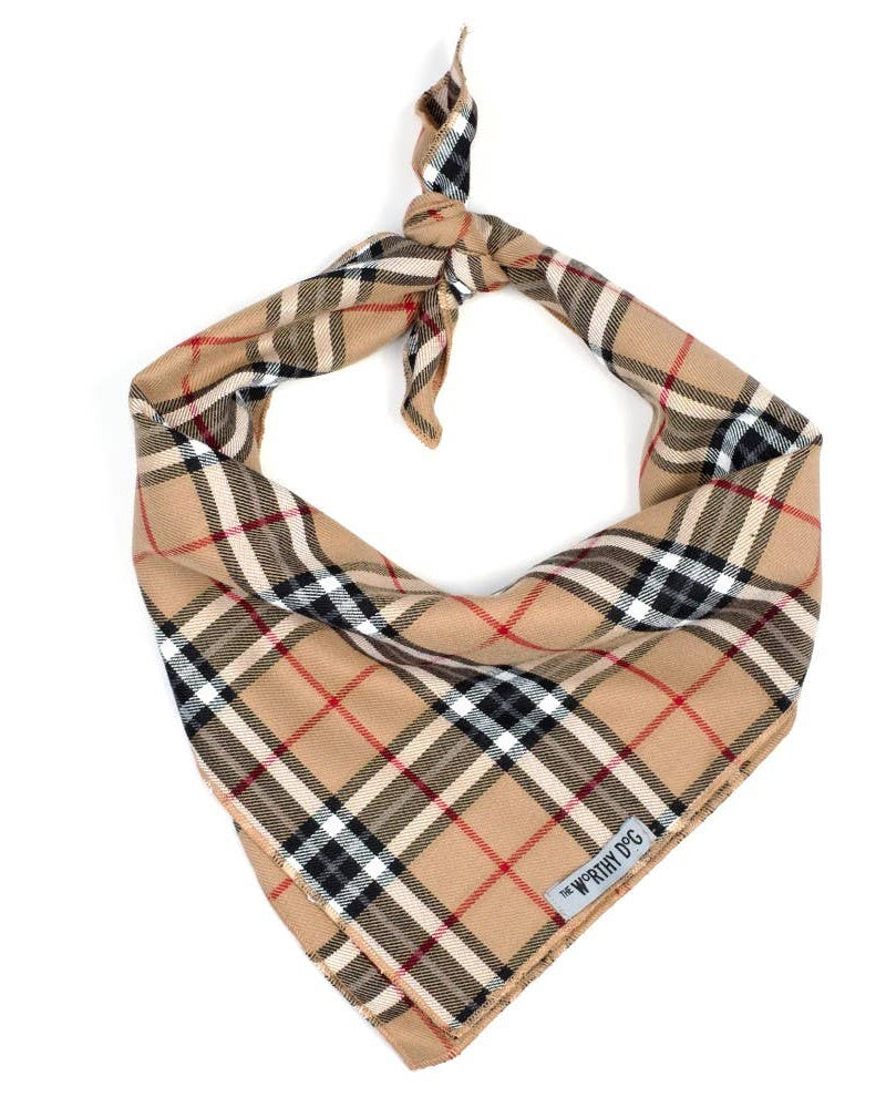 The Worthy Dog - Tan Plaid Bandana 🐶
