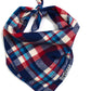 The Worthy Dog - Navy & Red Plaid Bandana ❤️💙