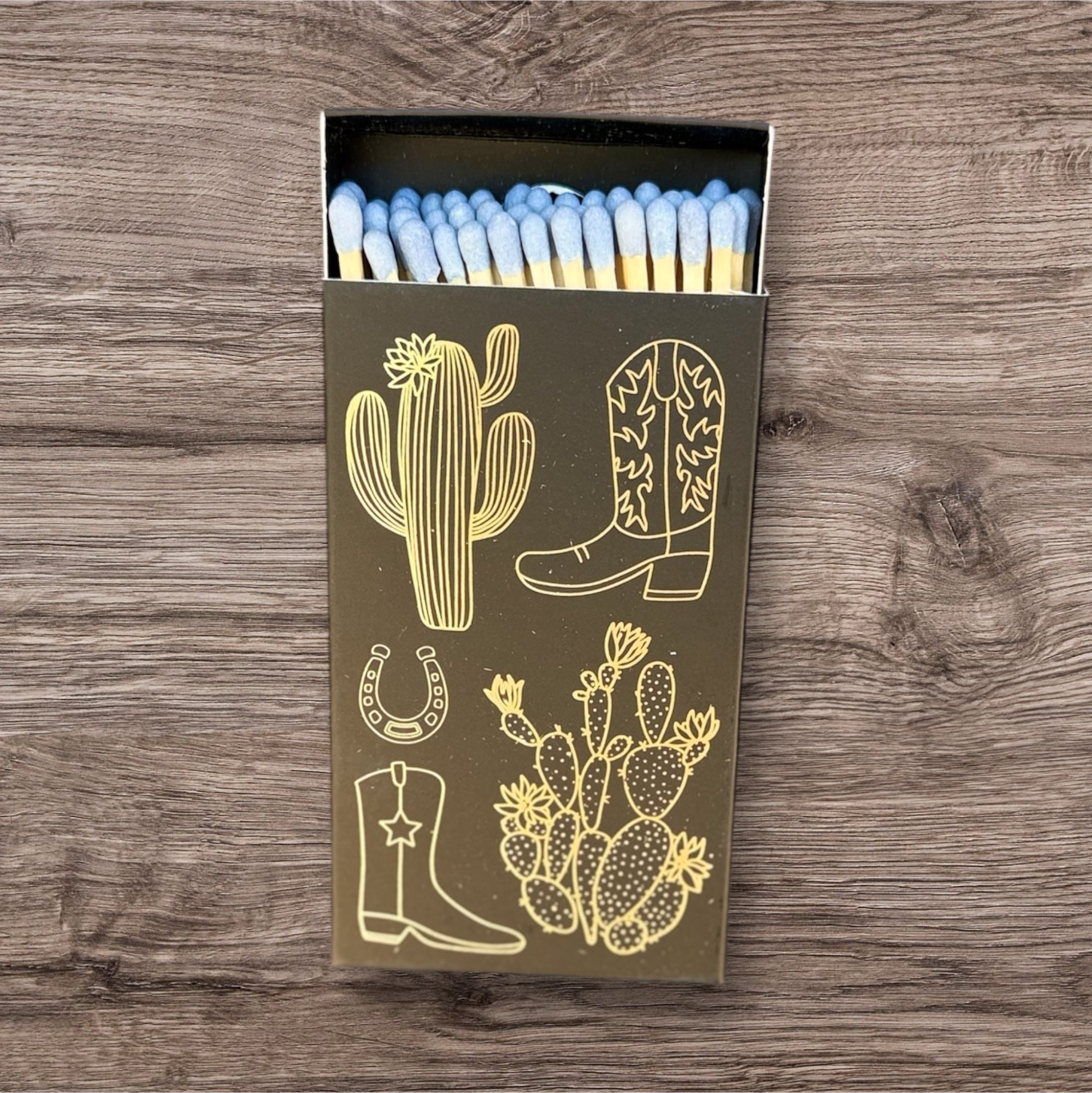 Black Cowboy Boot & Cactus Matches