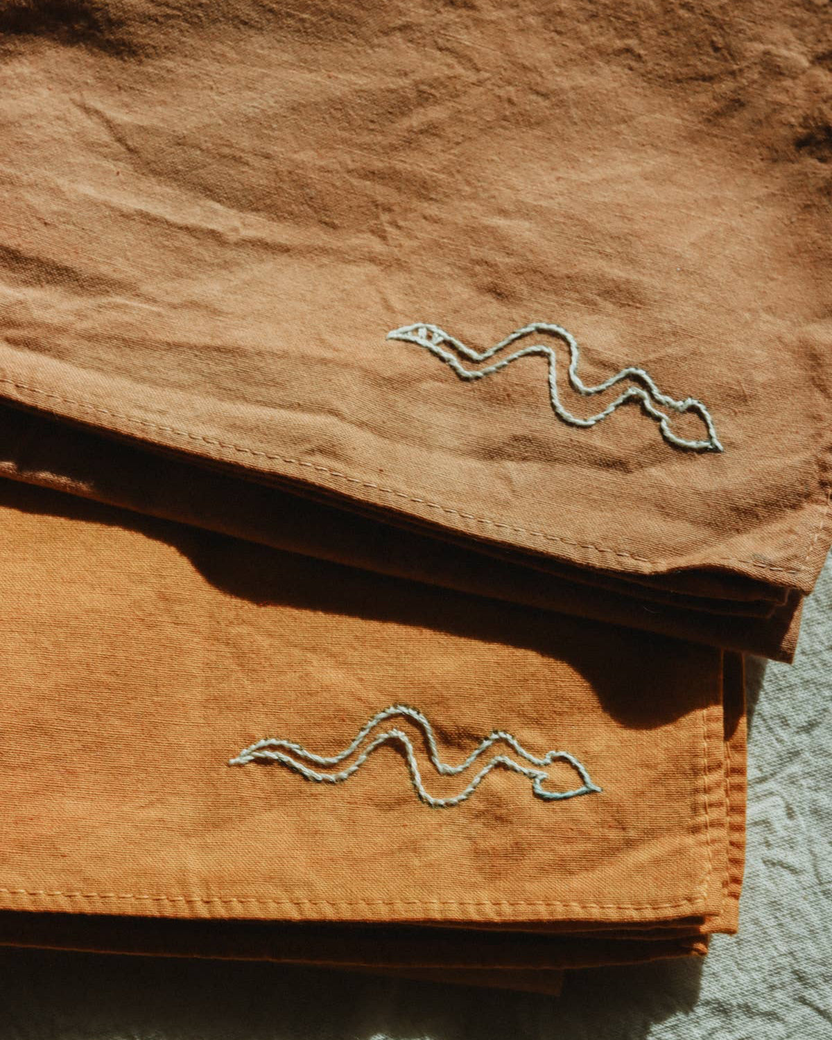 Eloise et moi - Hand embroidered DESIERTO cotton bandana, Plant dyed: