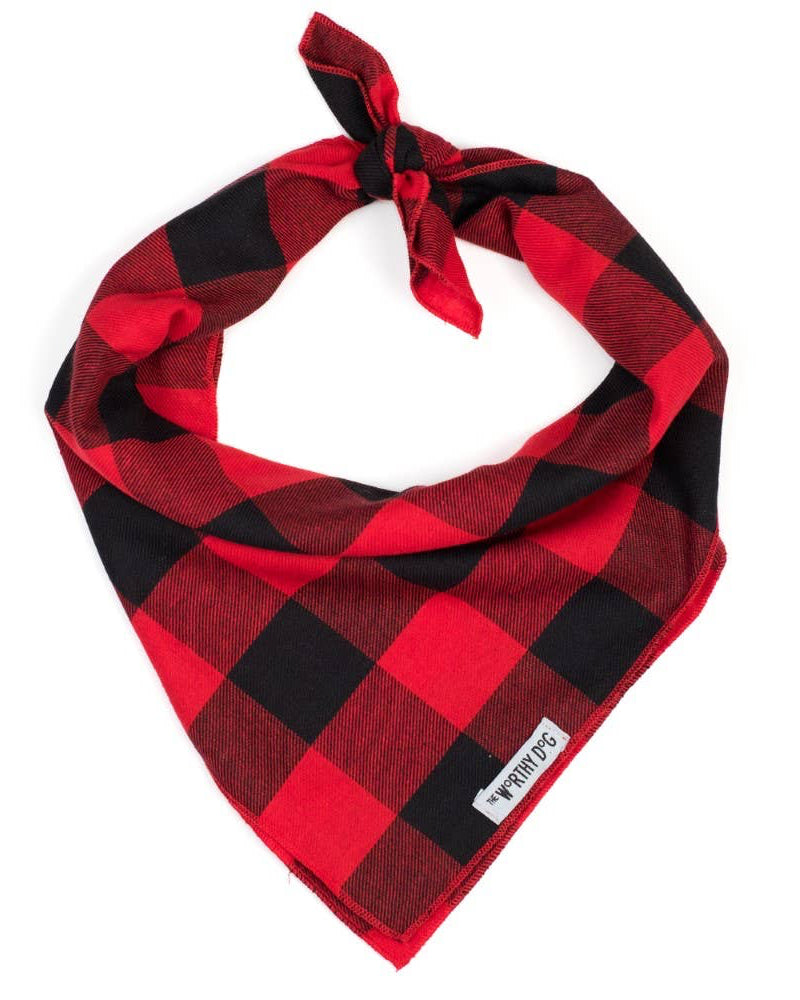 The Worthy Dog - Black & Red Plaid Bandana 🐶❤️