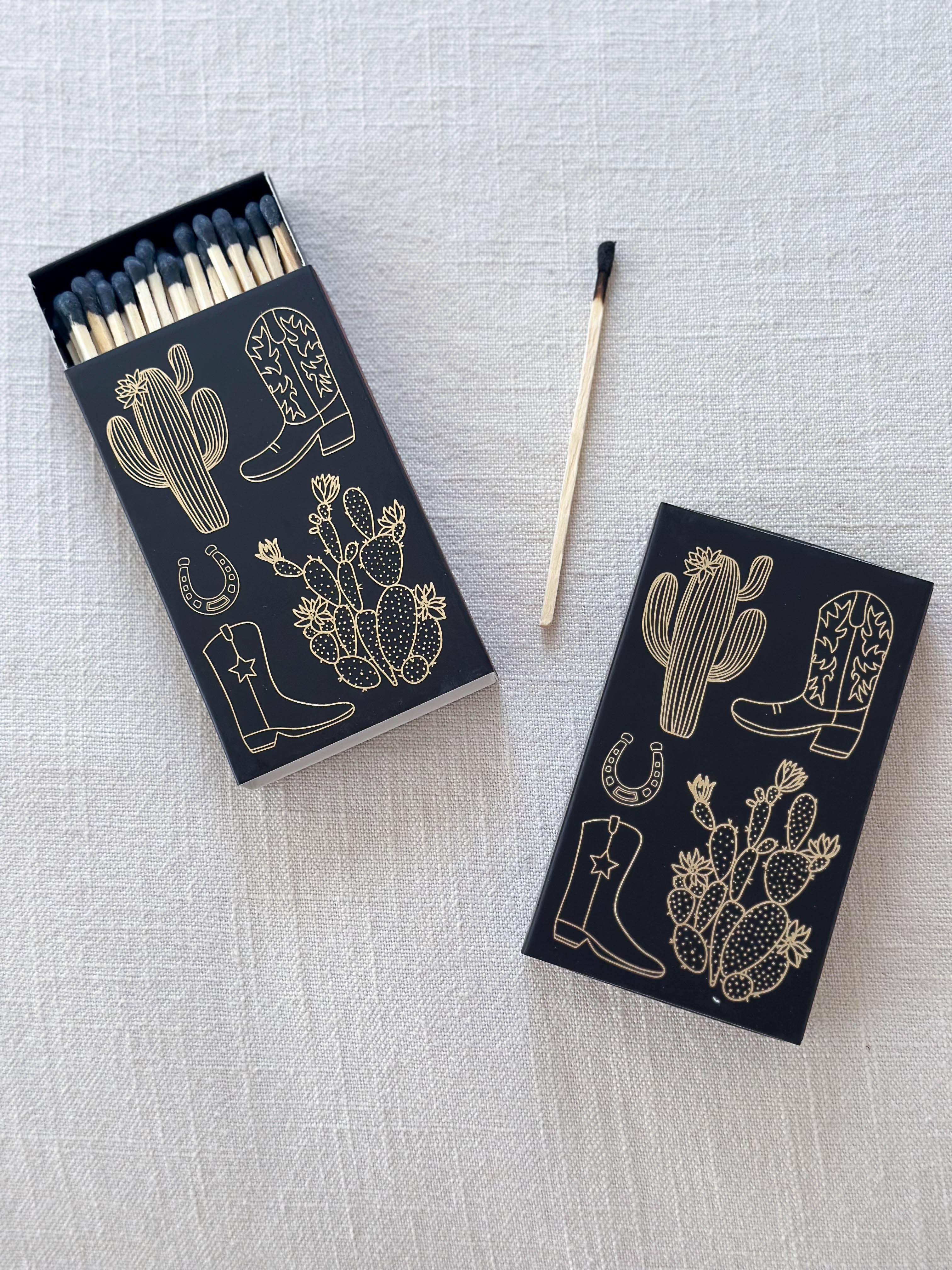 Black Cowboy Boot & Cactus Matches